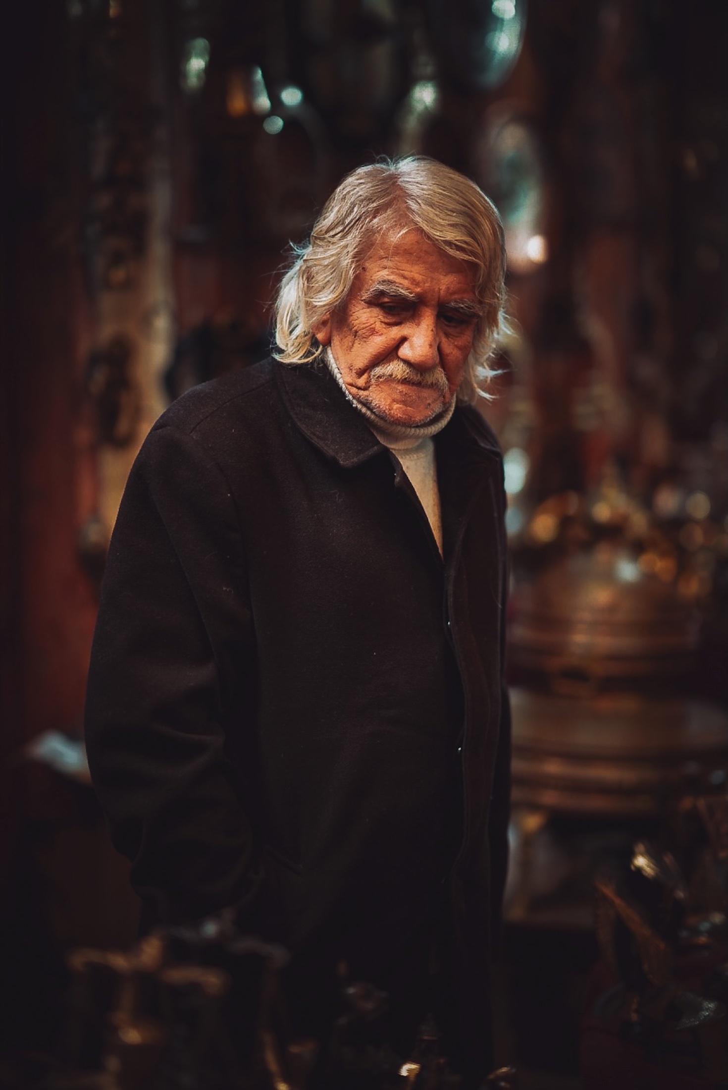 Older man photographed in warm evening light